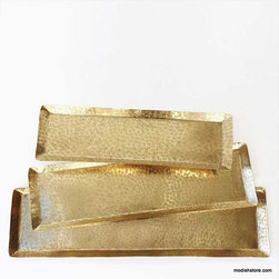 Roost Textured Brass Rectangular Trays - SKU: ME843 - Major Kitchen Appliance Parts And Accessories