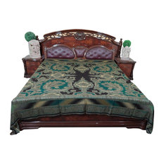 Mogul Interior - Blanket Kashmir Indian Bedding King Size Bed Throw Mogul - Blankets