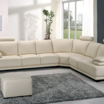 Modern White Leather Sectional Sofa