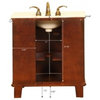 33 Inch Single Sink Bathroom Vanity, Marble, Traditional, Antique Brown