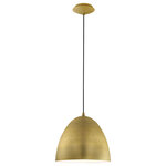 EGLO - Coretto 1-Light Pendant, Brushed Gold, Brushed Gold Metal Shade - The Coretto Pendant by Eglo showcases a simple clean design. This pendant features a light fixture that is punctuated with smooth, clean lines. The smooth texture of the brushed gold metal shade perfectly highlights the finesse and elegance of the contemporary design.