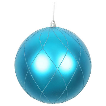 Vickerman N170712D 6" Turquoise Matte and Glitter Swirl Ball Ornament, 3 per Box