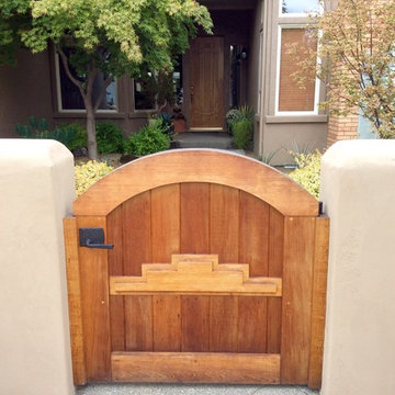 Hacienda Style Gate with Dark Bronze Contemporary Hardware