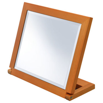 Walnut Finish Rectangle Adjustable Vanity Mirror