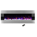 TRADEMARK GLOBAL - 54-Inch Wall-Mount Electric Fireplace - Bring the beauty and warmth of a real fireplace into your living space without any of the mess with the 54-Inch Fireplace Insert by Northwest. This fake fireplace includes a remote control that lets you change between 750 and 1500-watt heat settings, set a 30-minute to 4-hour automatic shutoff timer, switch up and dim the color-changing flames, or switch to heat-free operation from anywhere in the room. The versatile fire place for the living room includes mounting hardware for easy installation above your mantle or on your bedroom wall, allowing you to transform your living space into a lap of luxury.