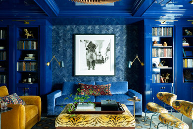 Example of an eclectic living room design in Denver
