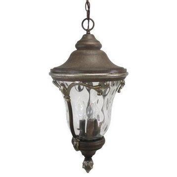 Golden Grain and Clear Hammered Glass Large Exterior Hanging Light