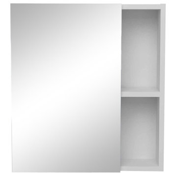 Lincoln Mirrored Medicine Cabinet with 3 Inner Shelves and 2 Open Shelves, White