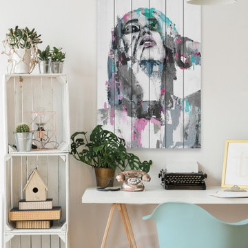 "Bewildered Beauty" Painting Print on White Wood