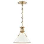 Hudson Valley Lighting - Painted No.2 Small Pendant, Aged Brass, Off White Shade - Designed by Mark D. Sikes