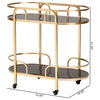 Leighton Glam and Luxe Gold Metal and Tempered Glass 2-Tier Wine Cart