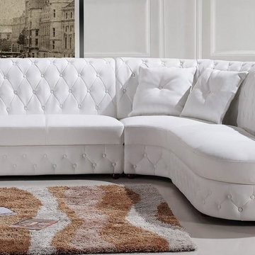 White Sectional Sofa in Bonded Leather