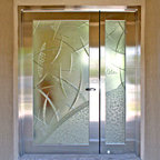 Interior doors with frosted glass inserts