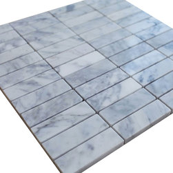 1x4 Polished Subway Pattern White Carrara Stone Tile Mosaics - Home Accessories & Decor