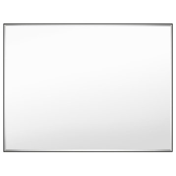 Rectangle Aluminum Framed Wall Mounted Mirror With Beveled Edge, Black, 30"x40"