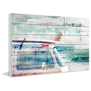 "Beach Trip" Painting Print on White Wood, 60"x40"