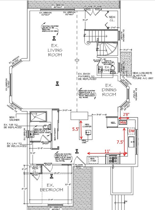 Dishwasher placement in a Ushaped kitchen