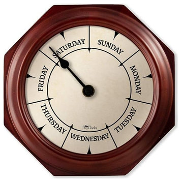 Classic Day of The Week Wall Clock with Solid Wood