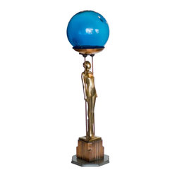 Frankart Brass and Copper "Sarcophagus Girl" Ashtray Stand - Decorative Bowls