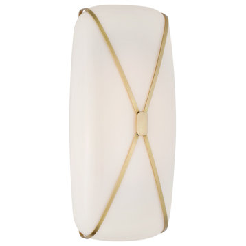 Fondant 18" Linear Bath Sconce in Soft Brass with White Glass