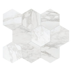 Perpetuo in Brilliant White 8" Hexagon Tile - Wall And Floor Tile