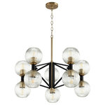 Cyan Designs - Helios Chandelier, 10-Light, Brass, Iron, Glass, 13.5"H (10965 MGQ58) - Luxurious and stunning, the modern Helios chandelier is characterized by its perfectly angled, aged brass frame and its dual, up-light/down-light sockets. With bulbs neatly housed in clear, ribbed glass orb shades for an added touch of whimsy. The overall composition is futuristic and leans mid-century modern in its styling. This striking luminary comes together harmoniously in its eye-catching geometry and luxury appeal. Hang it over any dining room table, in any entryway foyer, or living room space as a captivating and functional centerpiece.Cyan Design has been an industry leader in home decor for over a decade. Cyan is known for its vast stock and innovative design in accessories, lighting, and furniture. While the designs are definitely bold and unique, Cyan Designs products are always commercially viable, as they offer high value items at moderate prices.