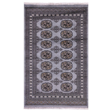 Hand Knotted Silky Bokhara Wool Rug 2' 8" X 4' 2" - Q21762