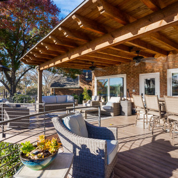 Elevated Curved Deck with Roof Extension Arbor