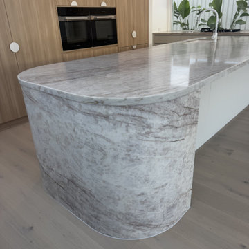 Curved Taj Mahal Classic Kitchen Benchtop – Modern Brisbane Home