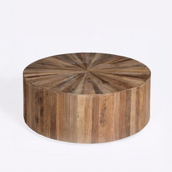 Round Wood Panel Coffee Table - Coffee Tables