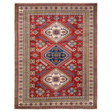 Tribal, One-of-a-Kind Hand-Knotted Area Rug Orange, 6'10"x8'10"