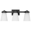 Prominence Home Fairendale Bath and Vanity Light, Matte Black, 3 Light, Frosted Glass