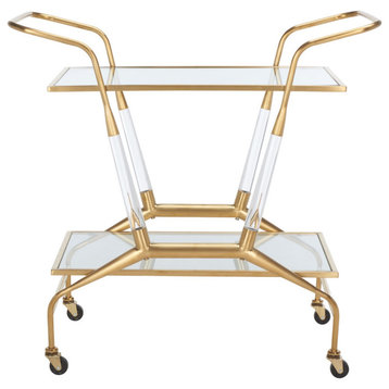 Safavieh Couture Sherise Acrylic Bar Cart Clear/Gold