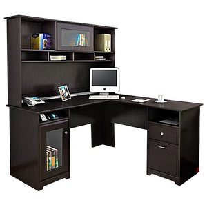 Sauder Harbor View Corner Computer Desk With Hutch In Curado