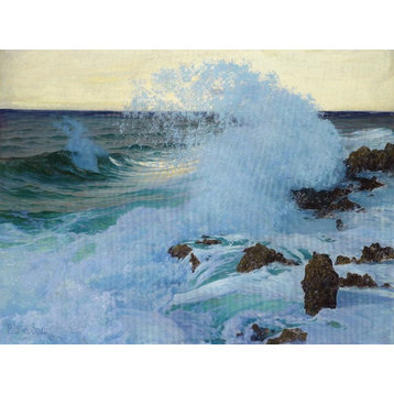 Tile Mural Seascape Sea Surf Wave By Paul Von Spaun, 6"x8", Glossy