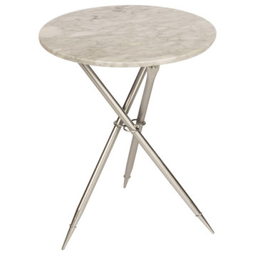 Ethelle Foldable Marble Top Silver Side Table