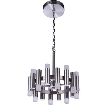 Simple Lux 16 Light Chandelier, Brushed Polished Nickel