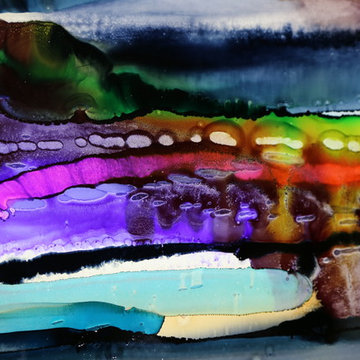 Twilight in Space - Colorful Modern Metal Wall Art, Unique Abstract Painting