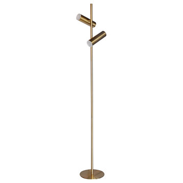 Aged Brass Modern Floor Lamp With Frosted Acrylic