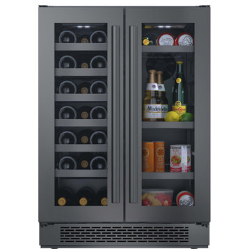 Avallon AWBC242GGFDBLSS 24"W 21 Bottle Capacity and 64 Can - Black Stainless