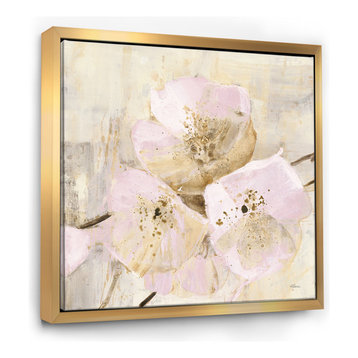 Designart Elegance Iii Pink Shabby Chic Framed Canvas Art, Gold, 30x30