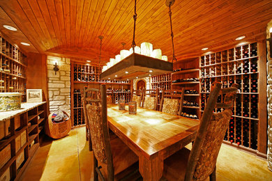 Inspiration for a rustic wine cellar remodel in Wichita