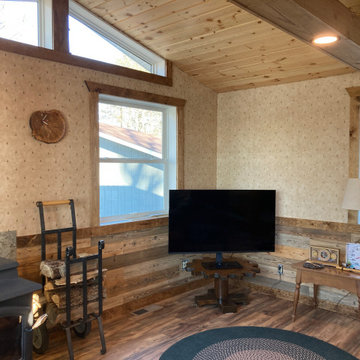 Rustic Family Room Remodel with Reclaimed Barn Wood Wall Panels