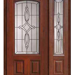 Prehung Sidelite Door 80 Fiberglass Marsais 2 Panel Arch Lite Glass - Front Doors