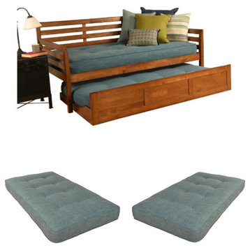 Home Square 3-Piece Set with 2 Fabric Daybed Mattresses & Daybed in Brown