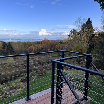 Outdoor black cable railing project in Quebec, Canada