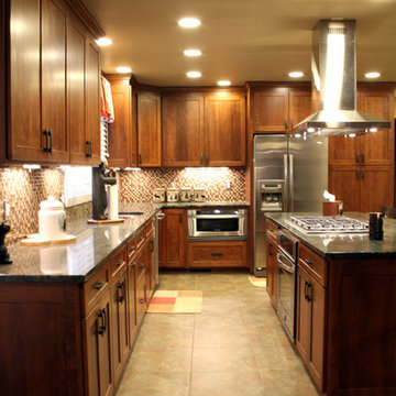 Cherry Wood Traditional Stain Kitchen and Wall Unit