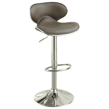 Benzara BM166623 Bar Stool With Gas Lift Espresso Brown and Silver, Set of 2
