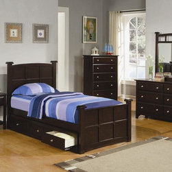 COASTER 400751T JASPER CAPPUCCINO 5 PCS TWIN STORAGE BEDROOM SET - Kids Bedroom Furniture Sets