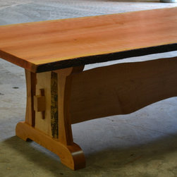 Live Edge Dining Table with Live Edge Trestle Base - Products